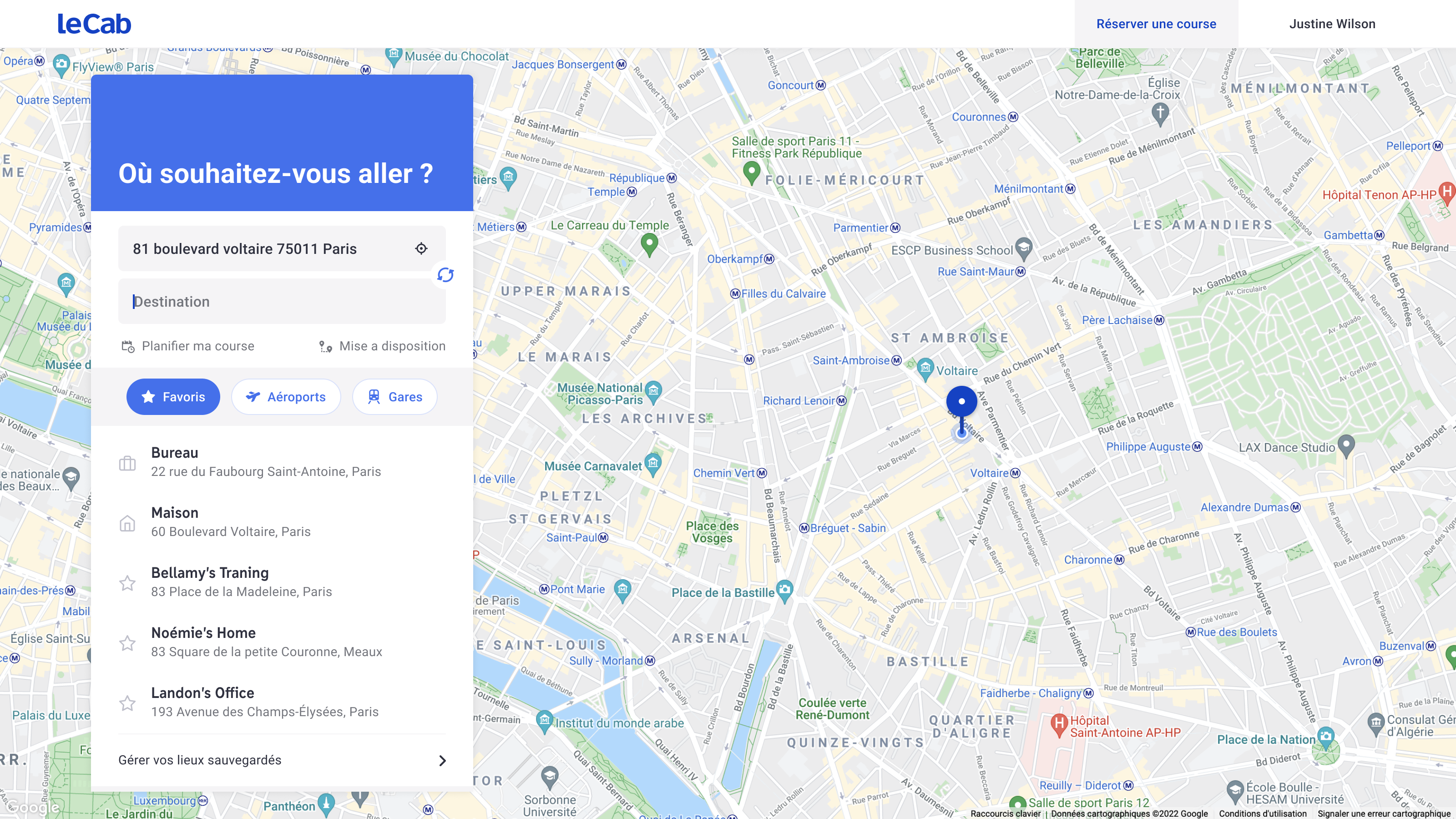 LeCAB rider web application interface 1